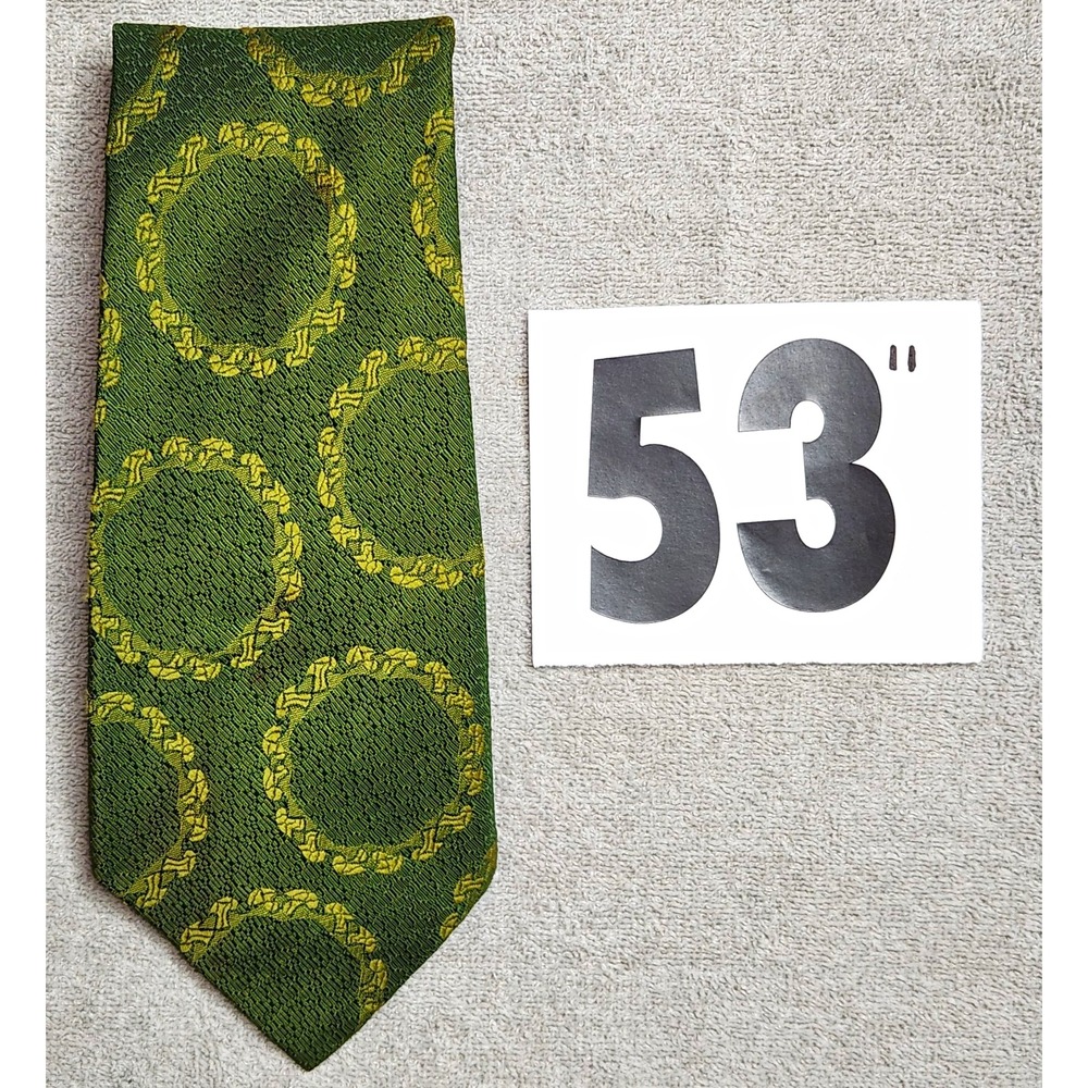 Superba Men's Polyester Tie Green Gold Geometric Pattern - 53"